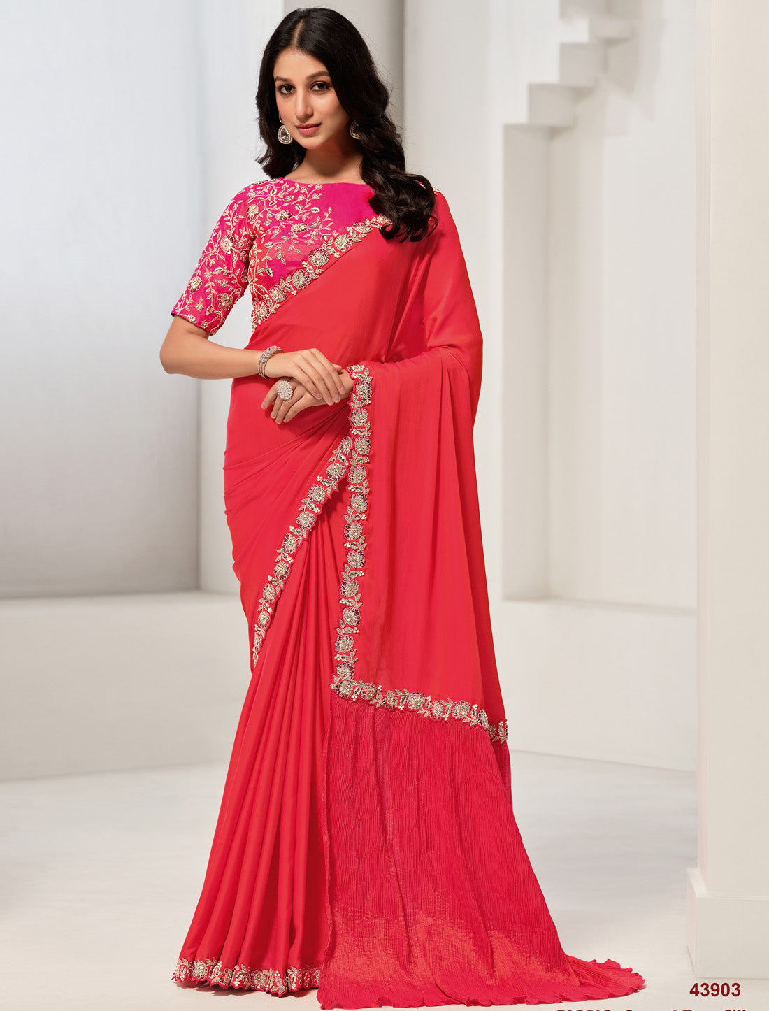 Sophistication To Your Wardrobe With Crepe Satin Silk Designer Saree