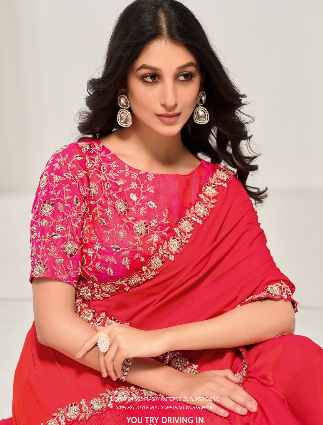Sophistication To Your Wardrobe With Crepe Satin Silk Designer Saree