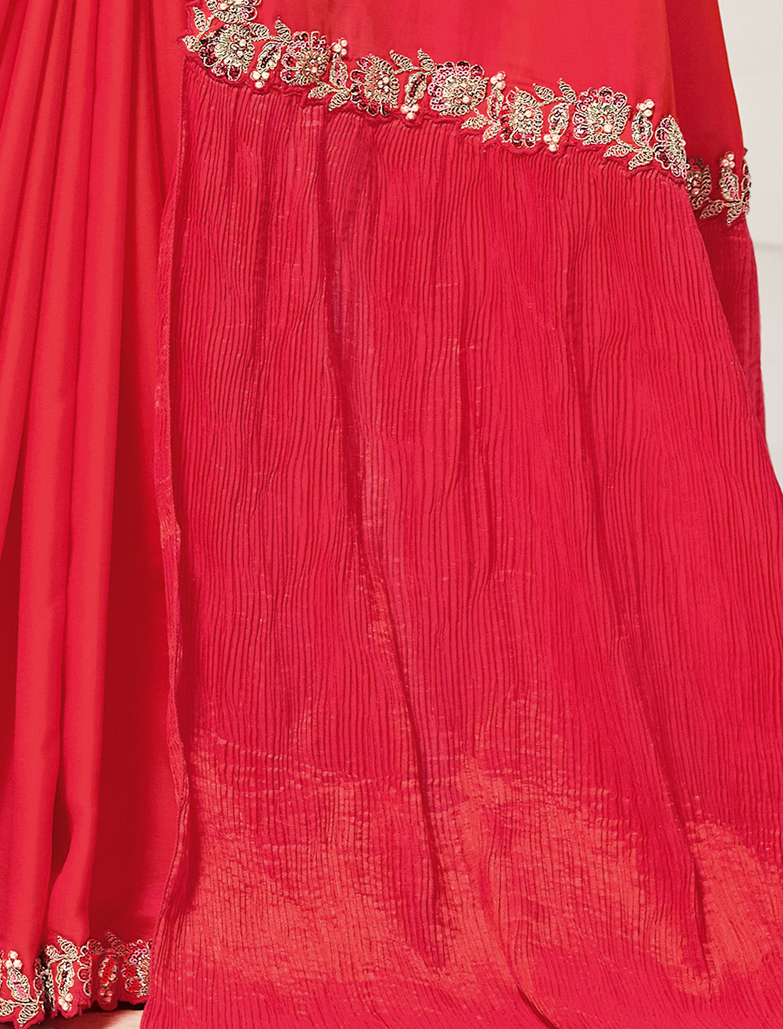 Sophistication To Your Wardrobe With Crepe Satin Silk Designer Saree