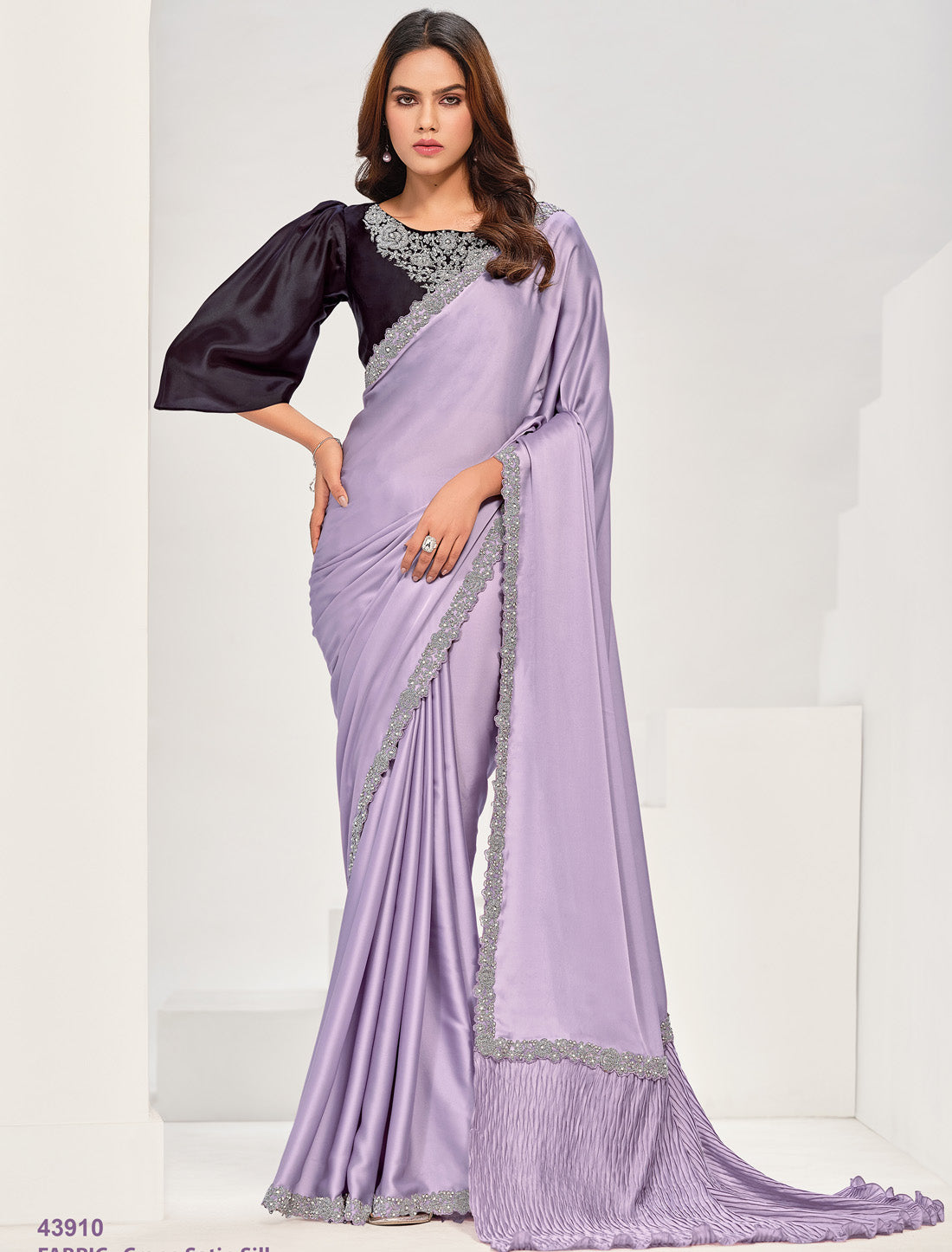 Elevate Your Style Premium Crepe Satin Silk Ethnic Saree