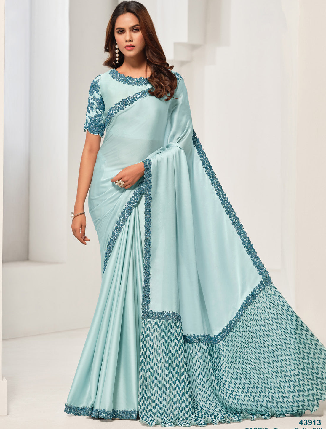 Elegant And Unique High-Quality Crepe Satin Silk Designer Saree