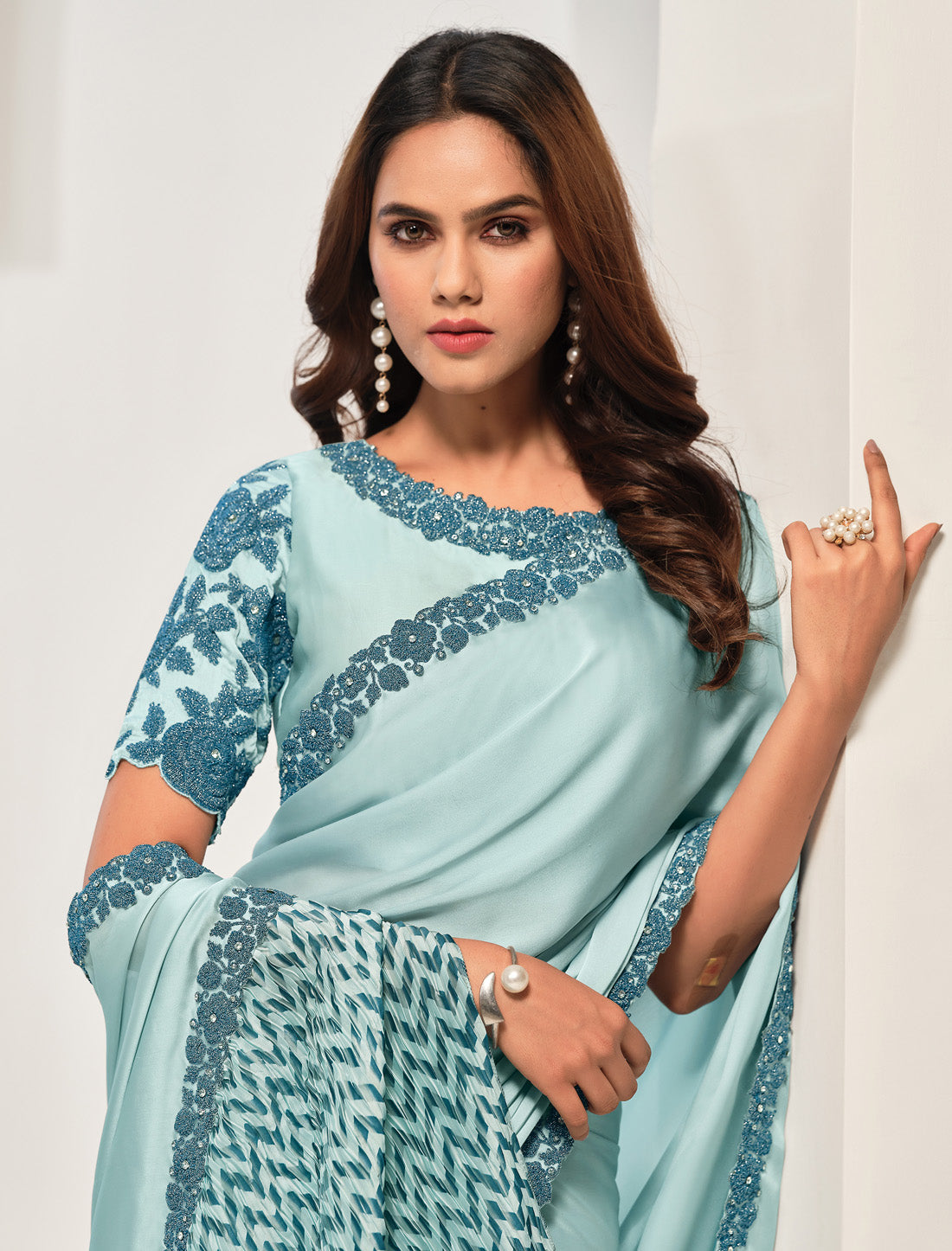 Elegant And Unique High-Quality Crepe Satin Silk Designer Saree