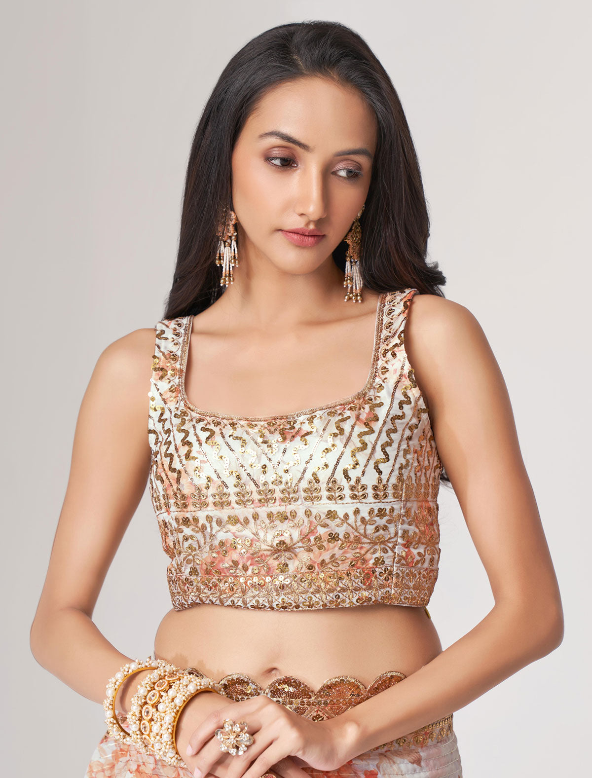 Stunning White Organza Saree with Sequins Embroidery | befashionate