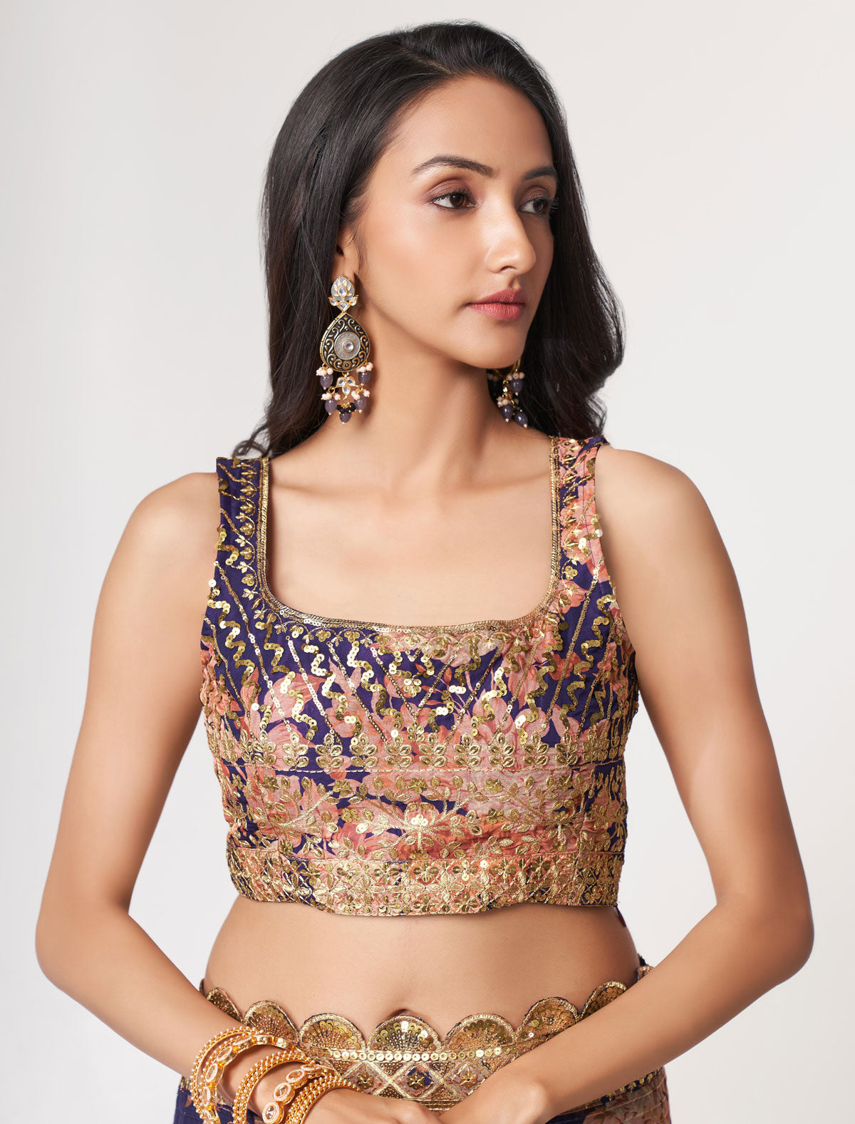 Enchanting Purple Organza Saree with Sequins Embroidery | befashionate
