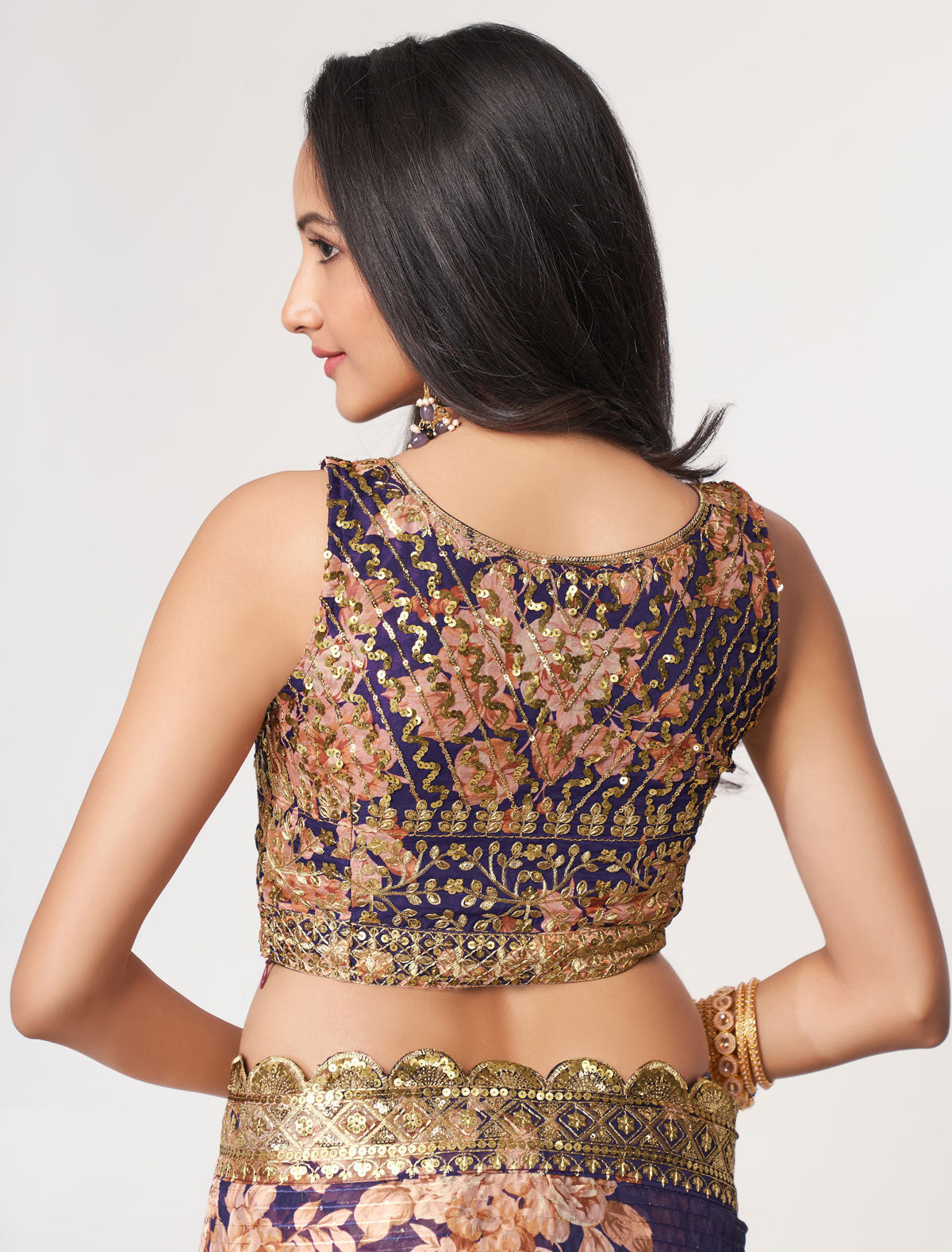 Enchanting Purple Organza Saree with Sequins Embroidery | befashionate