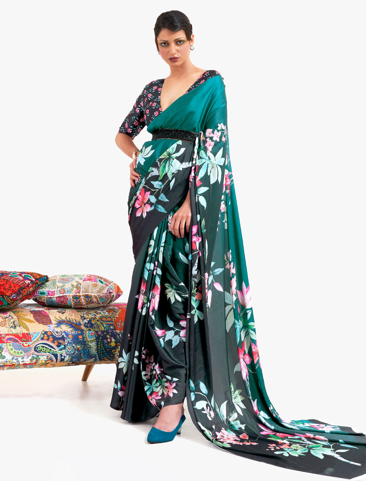 Stunning Satin Crape Saree - Unleash Your Glamour | BeFashionate
