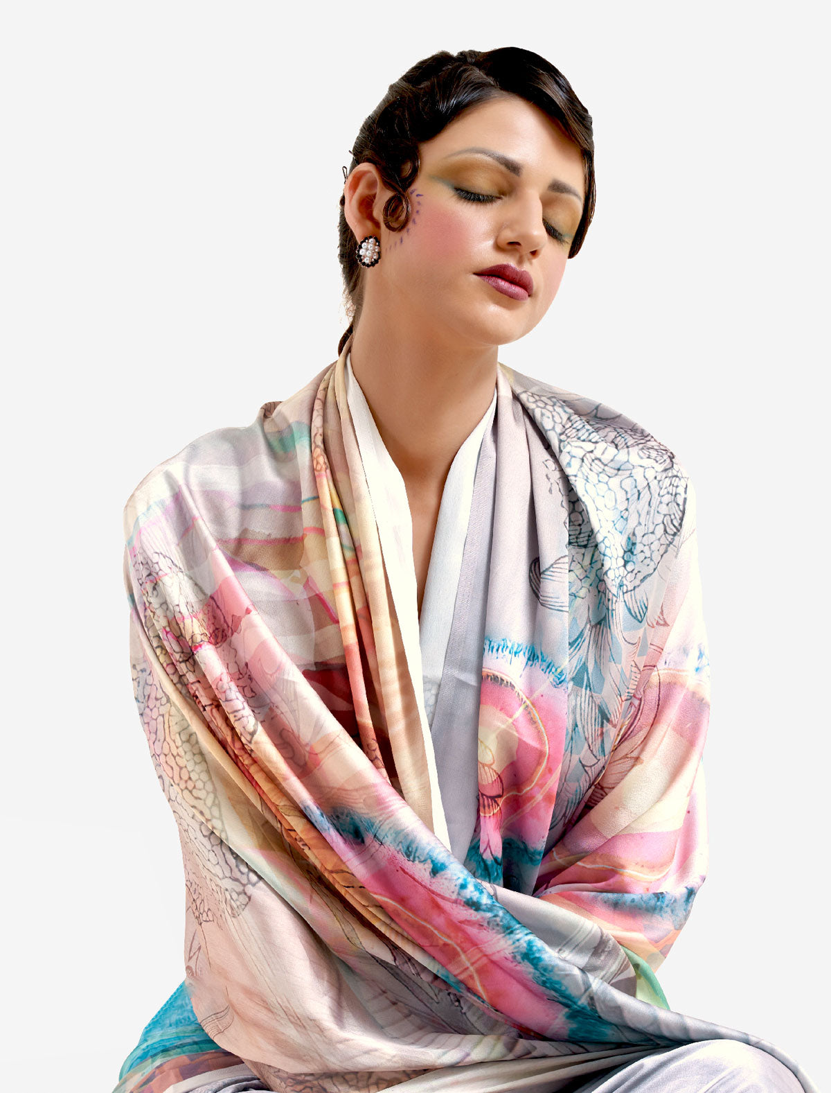 Mesmerizing Multicolored Saree in Satin Crape - BeFashionate Exclusive!