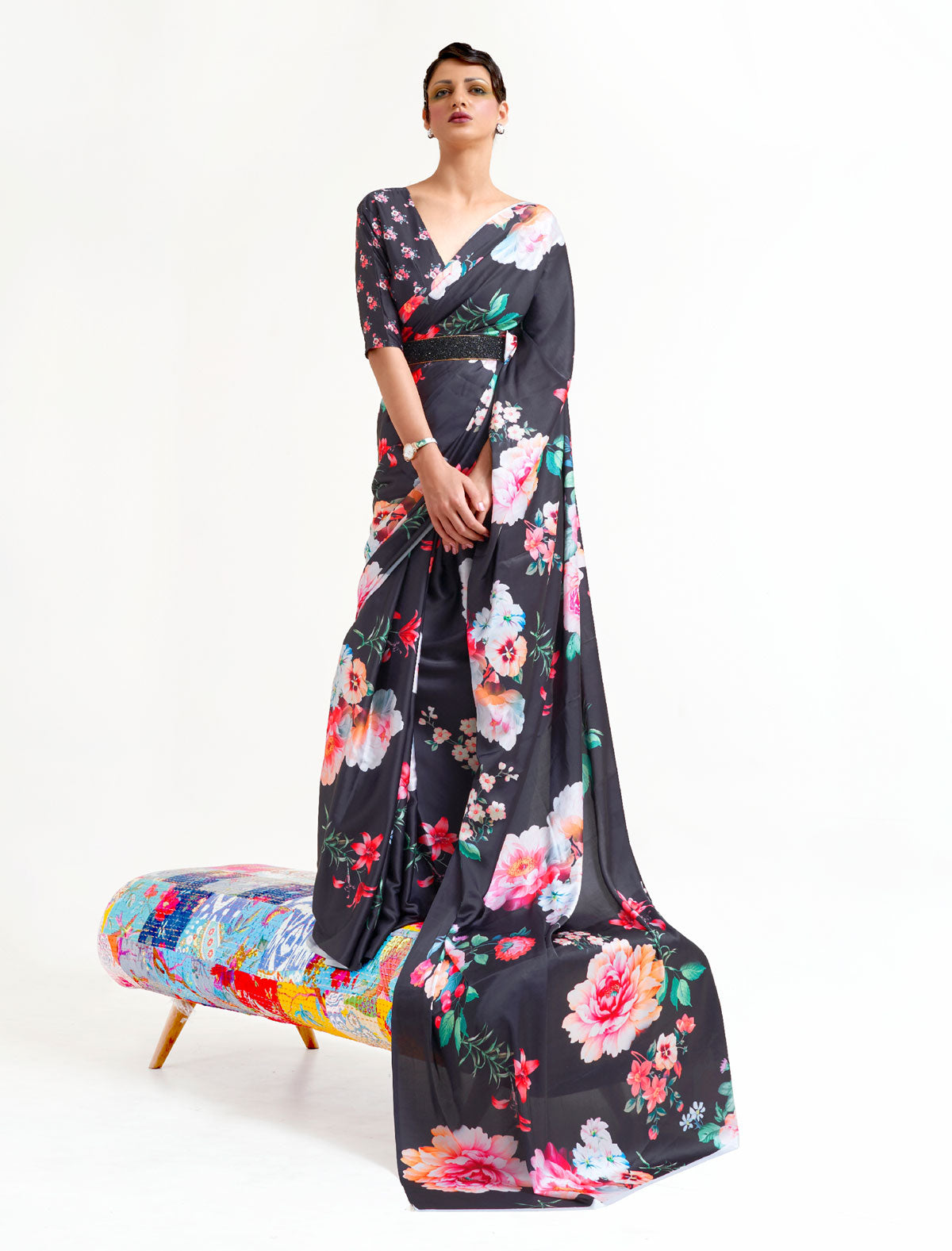 Satin Crape Saree: A Symphony of Colors | BeFashionate