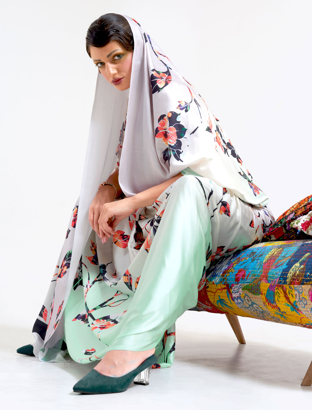 Radiant Multicolored Satin Crape Saree - Shine Bright | BeFashionate