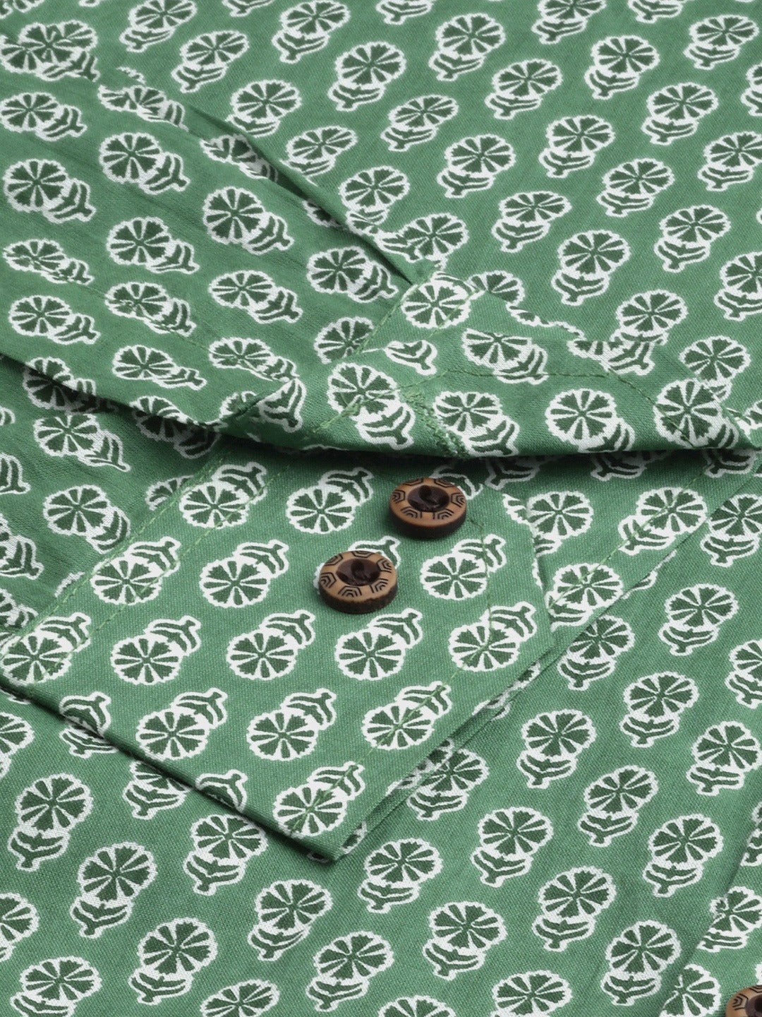 Millennial Green Comfort Printed Casual Shirt