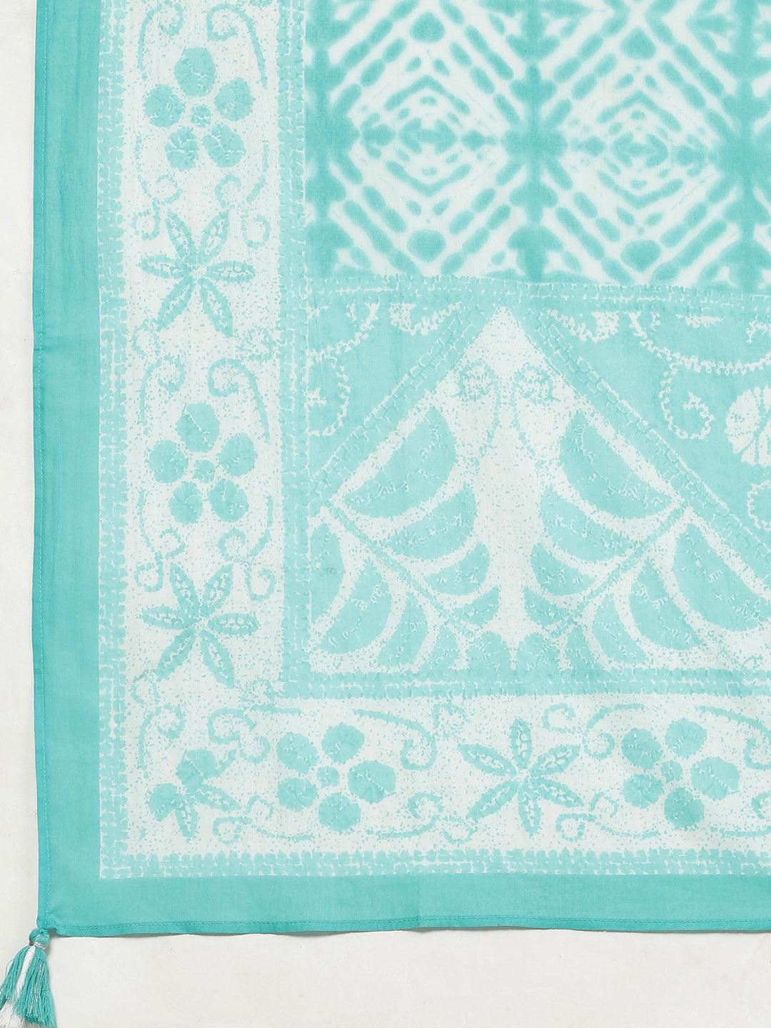 Divena Turquoise Bandhani Printed Kurta Pant Set with Dupatta