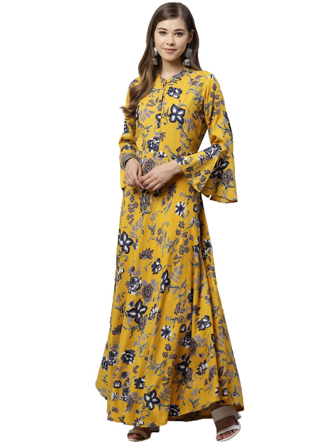 Divena Mustard Rayon Anarkali Kurta