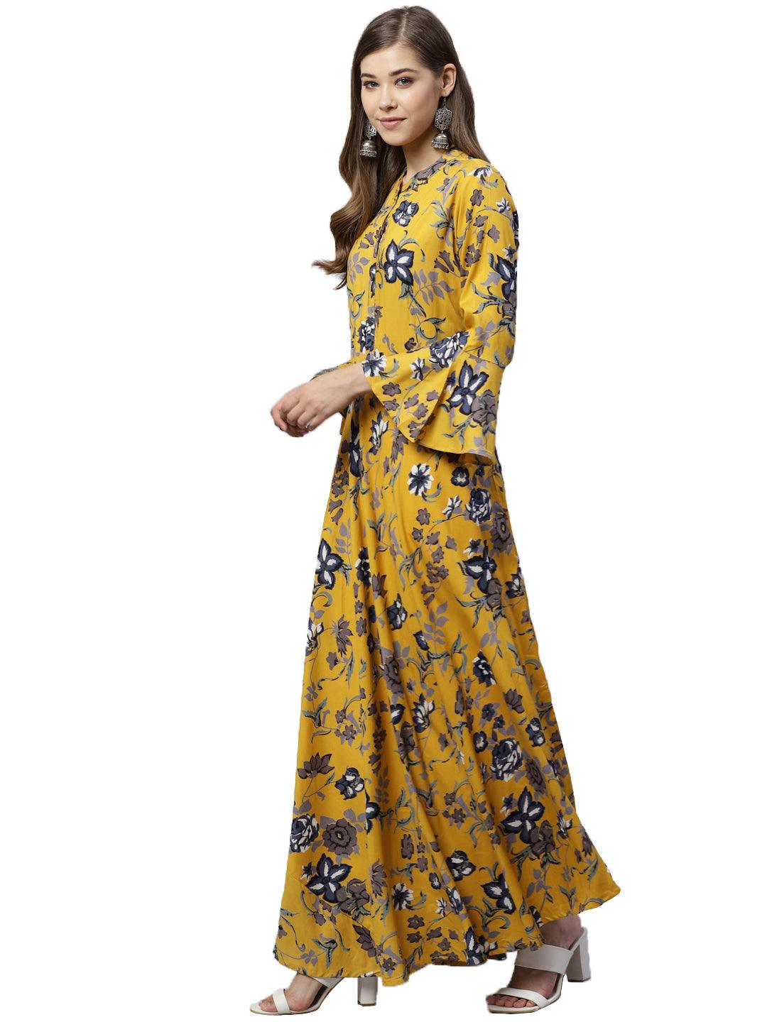 Divena Mustard Rayon Anarkali Kurta