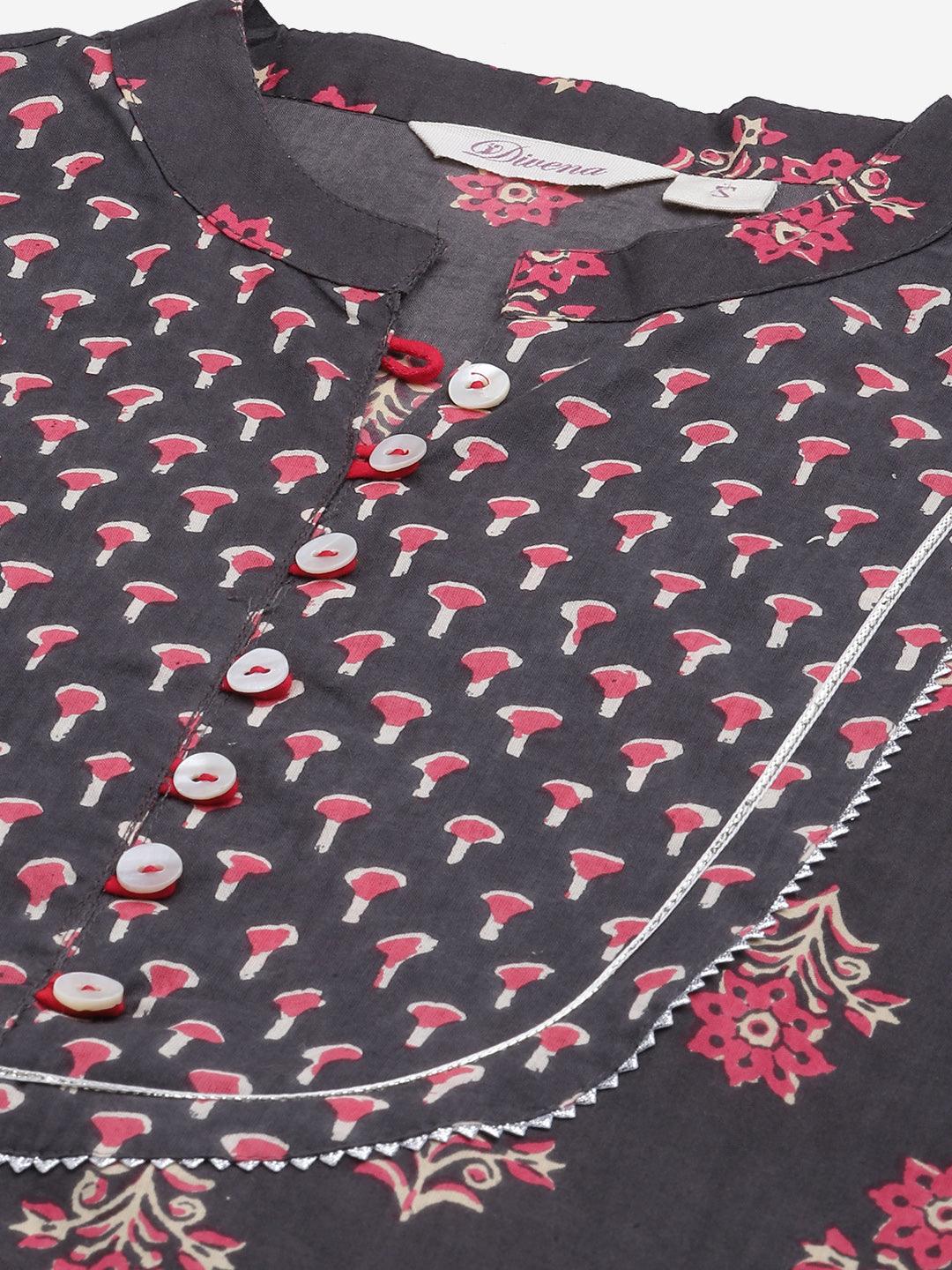 Ethnic Black Cotton Anarkali Kurta
