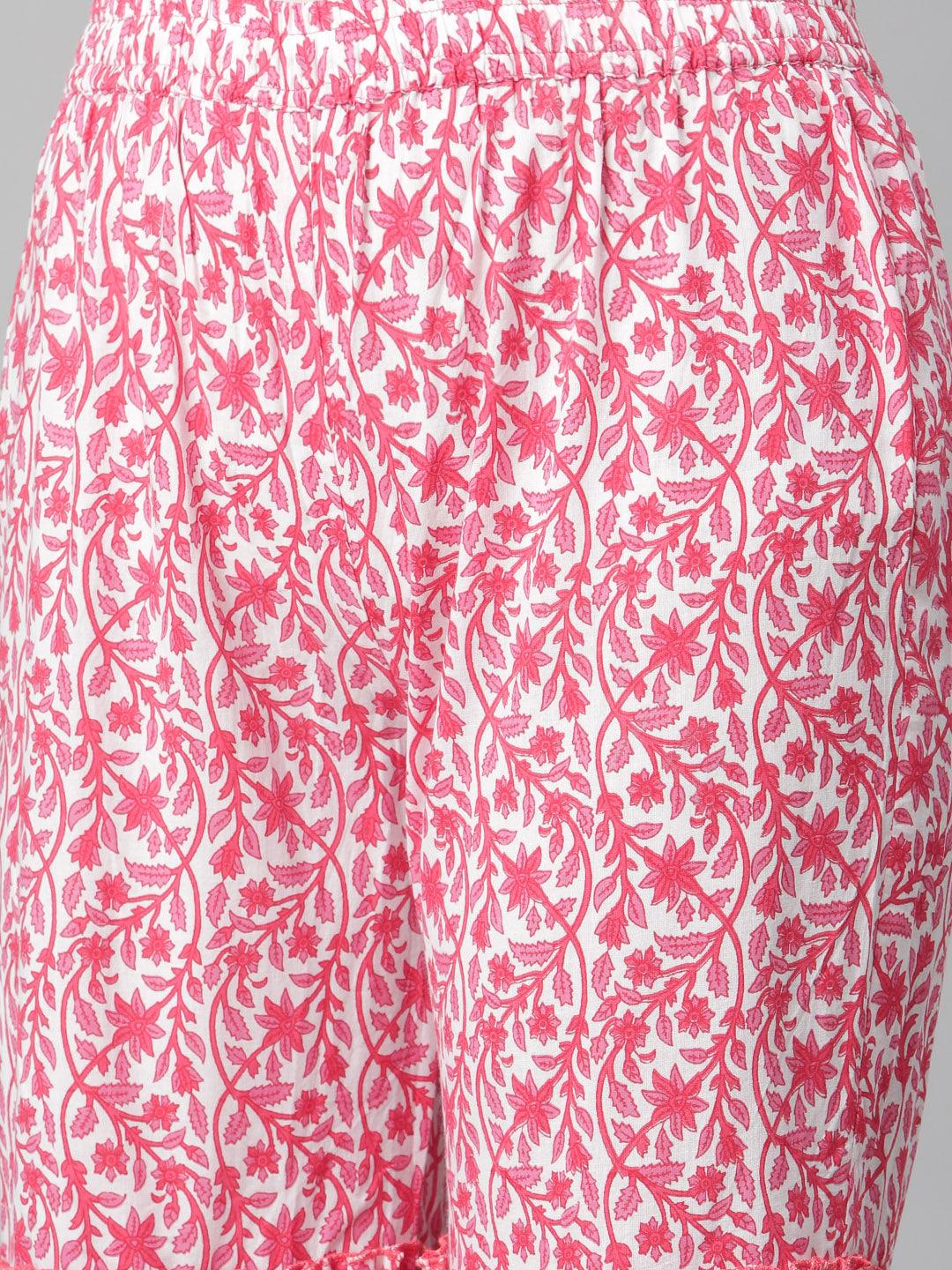 Divena Red White Peplum kurta With Sharara Set