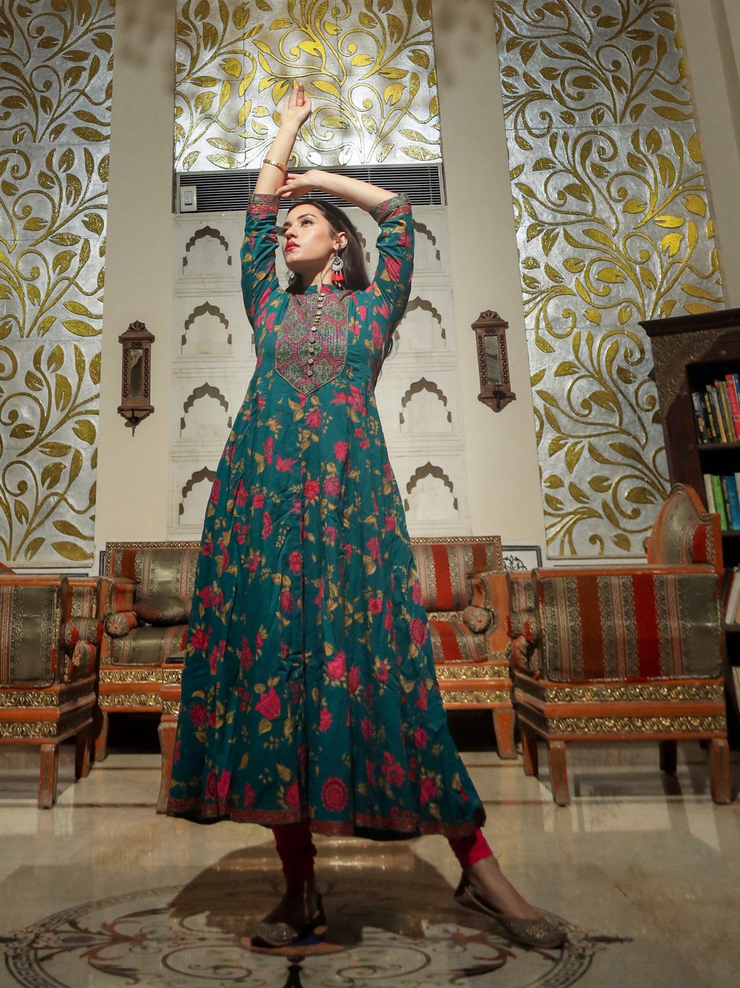 Block Print Cotton Flaired Ethnic Anarkali Kurta