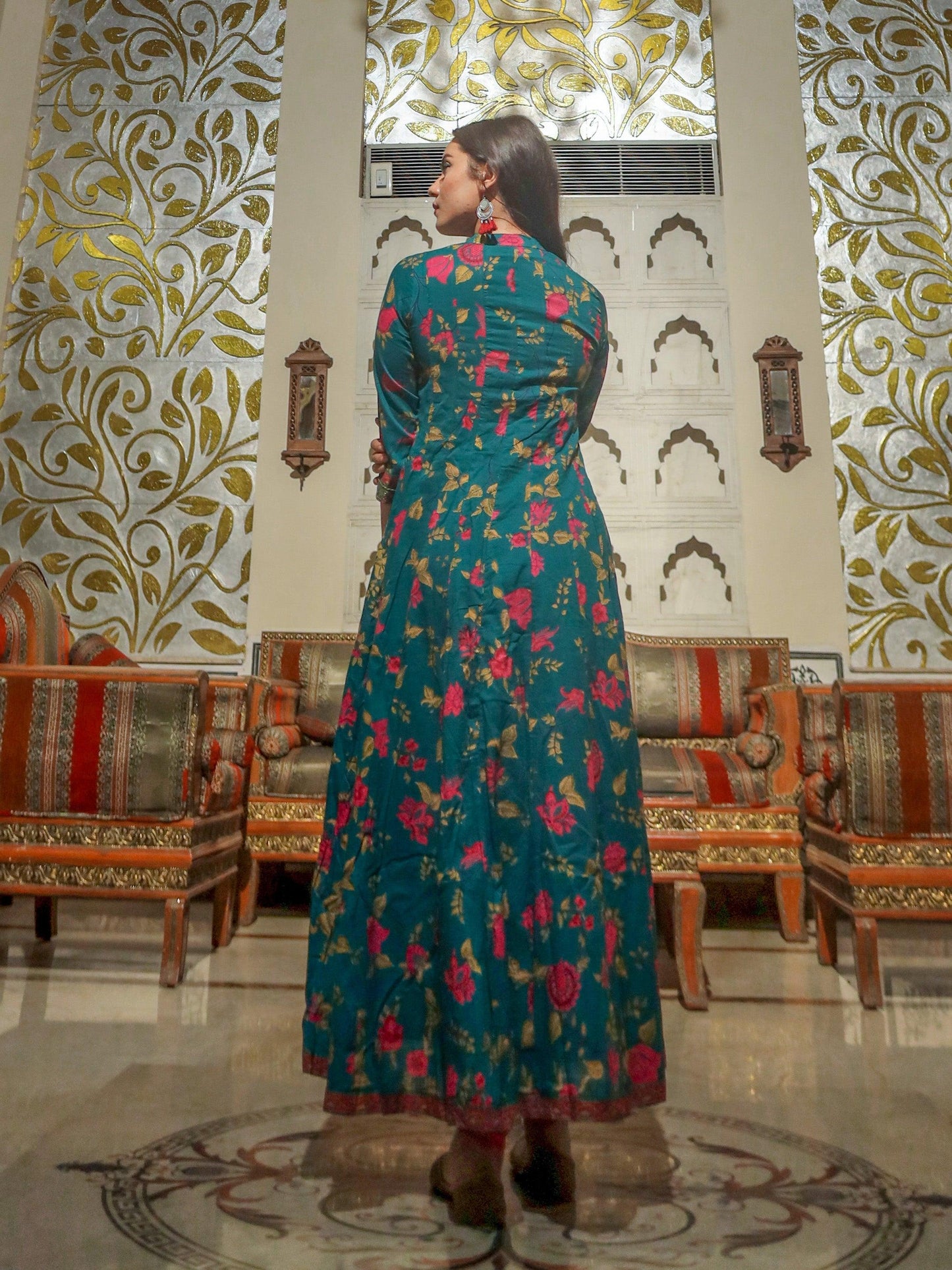 Block Print Cotton Flaired Ethnic Anarkali Kurta