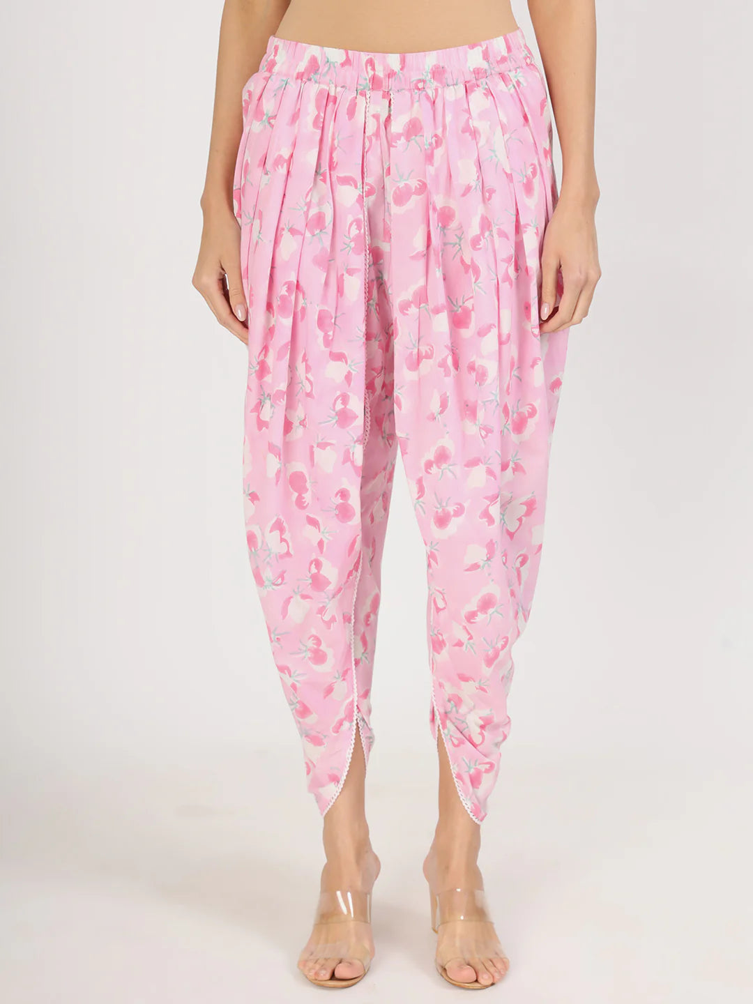 Cotton Pink Floral Print With Dhoti Co-ord Set