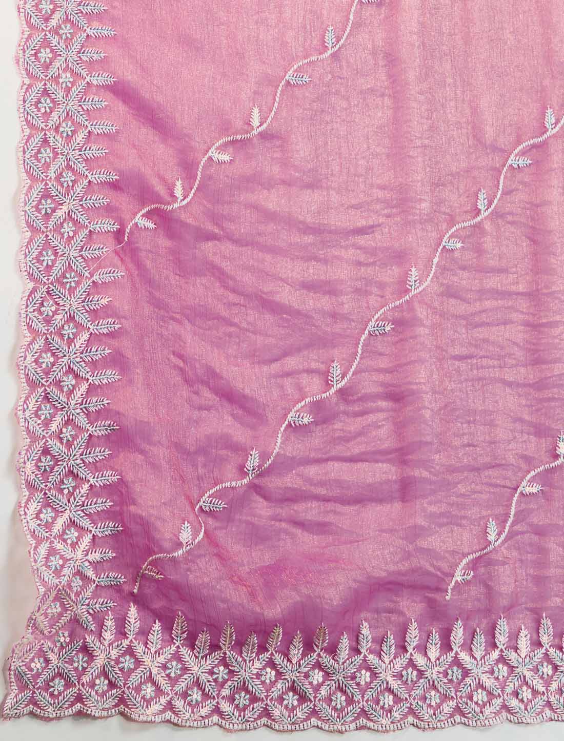 Ethnic Velvet Chiffon Tensile Thread & Sequins Embroidery Saree