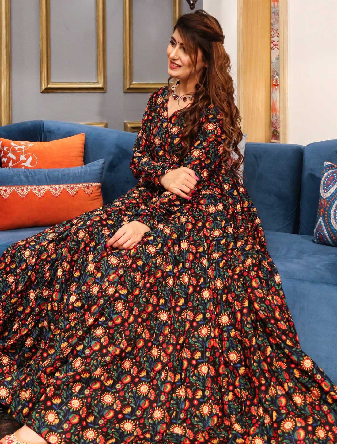 Hevay Crepe With Pure Cotton Westren Style Long Gown