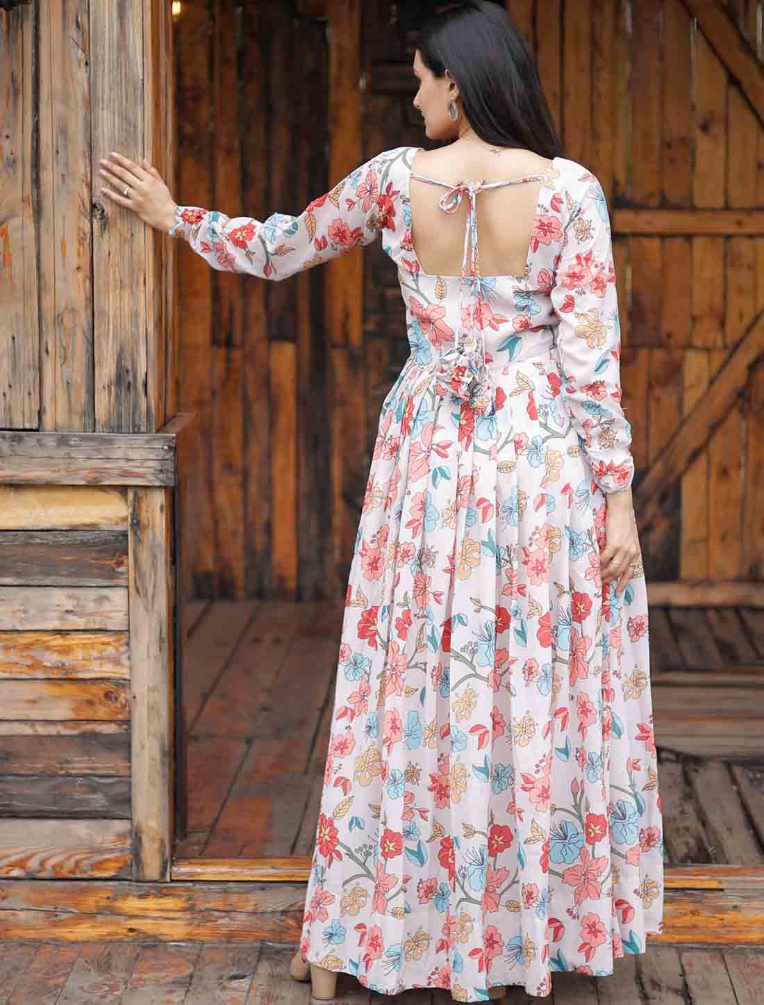 Georgette Women Ethnic Printed Party Wear Gown