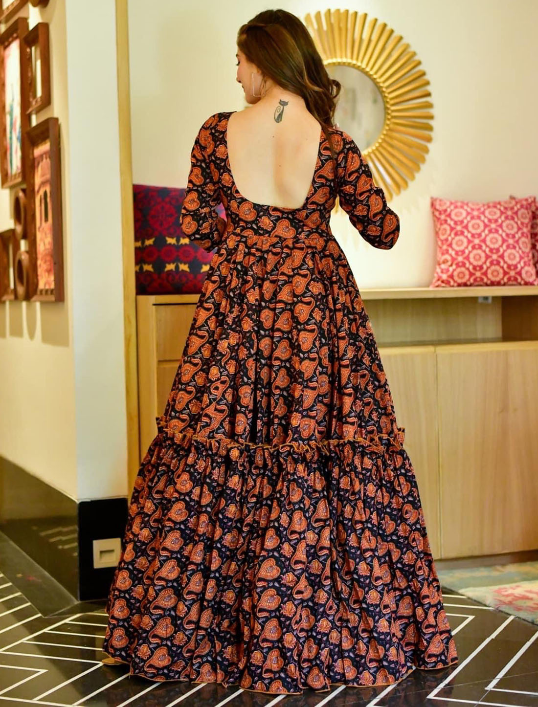 Designer Cotton Silk With Hevay Crepe An Digital Printed Gown