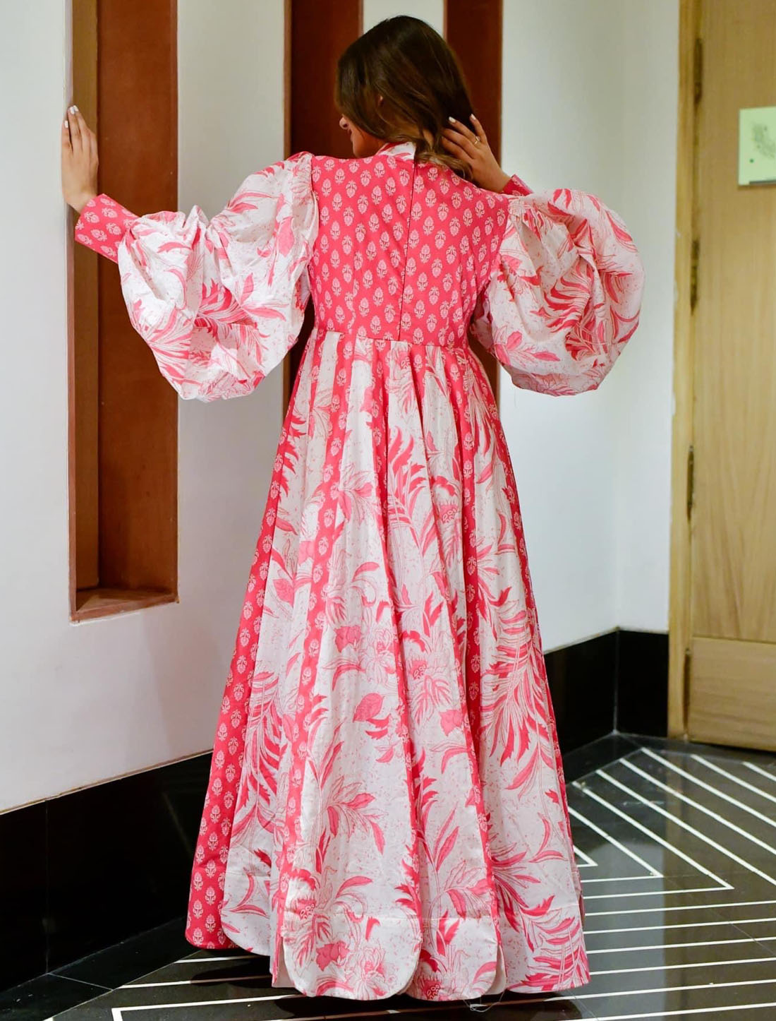 Cotton Silk With Hevay Crepe An Digital Printed Ethinc Gown
