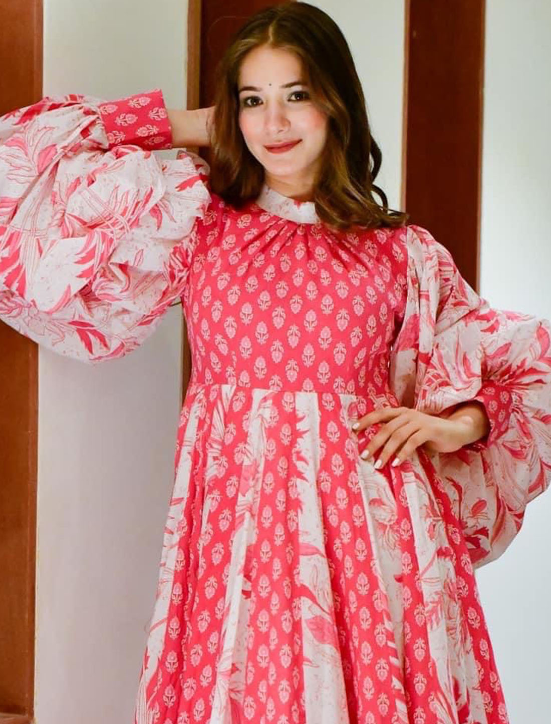 Cotton Silk With Hevay Crepe An Digital Printed Ethinc Gown