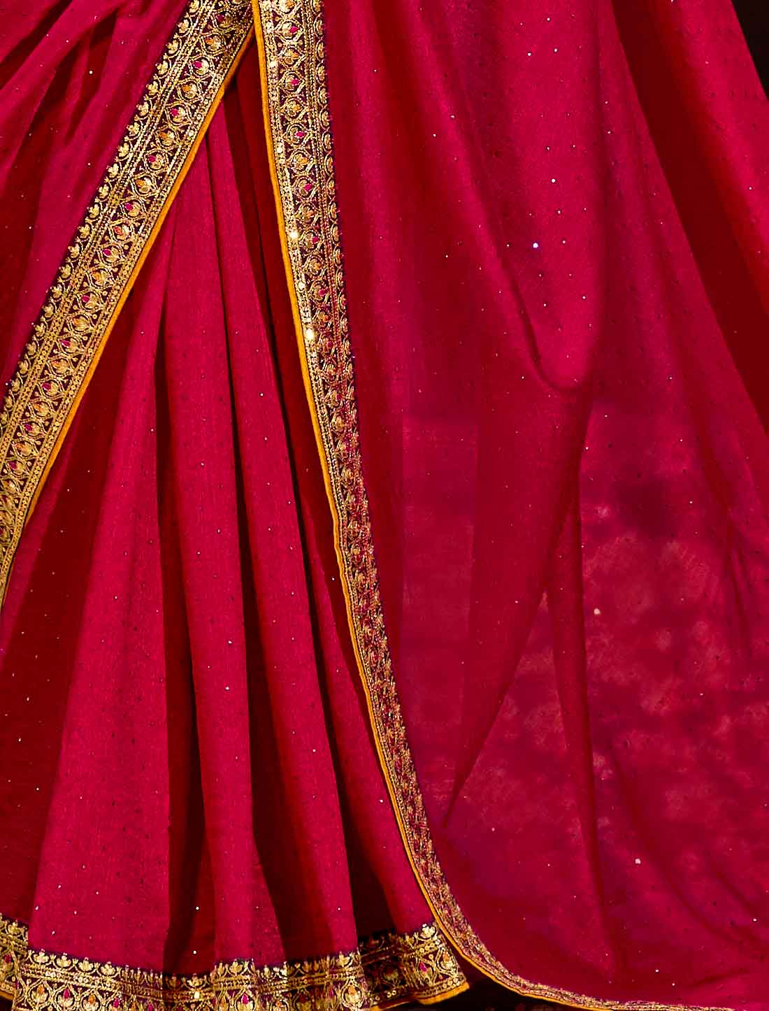 Red Ethnic Vichitra Blooming An Banglori Silk Designer Saree