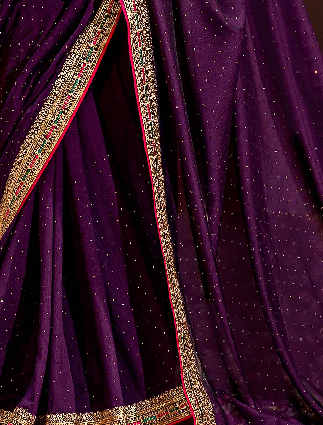 Violet Designer Vichitra Blooming An Banglori Silk Ethnic Saree