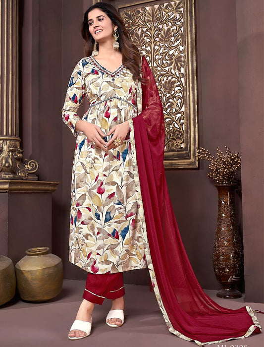 Celestial Elegance Premium Rayon Export with Heavy Najmin Dupatta & Pant Kurta Set For Women
