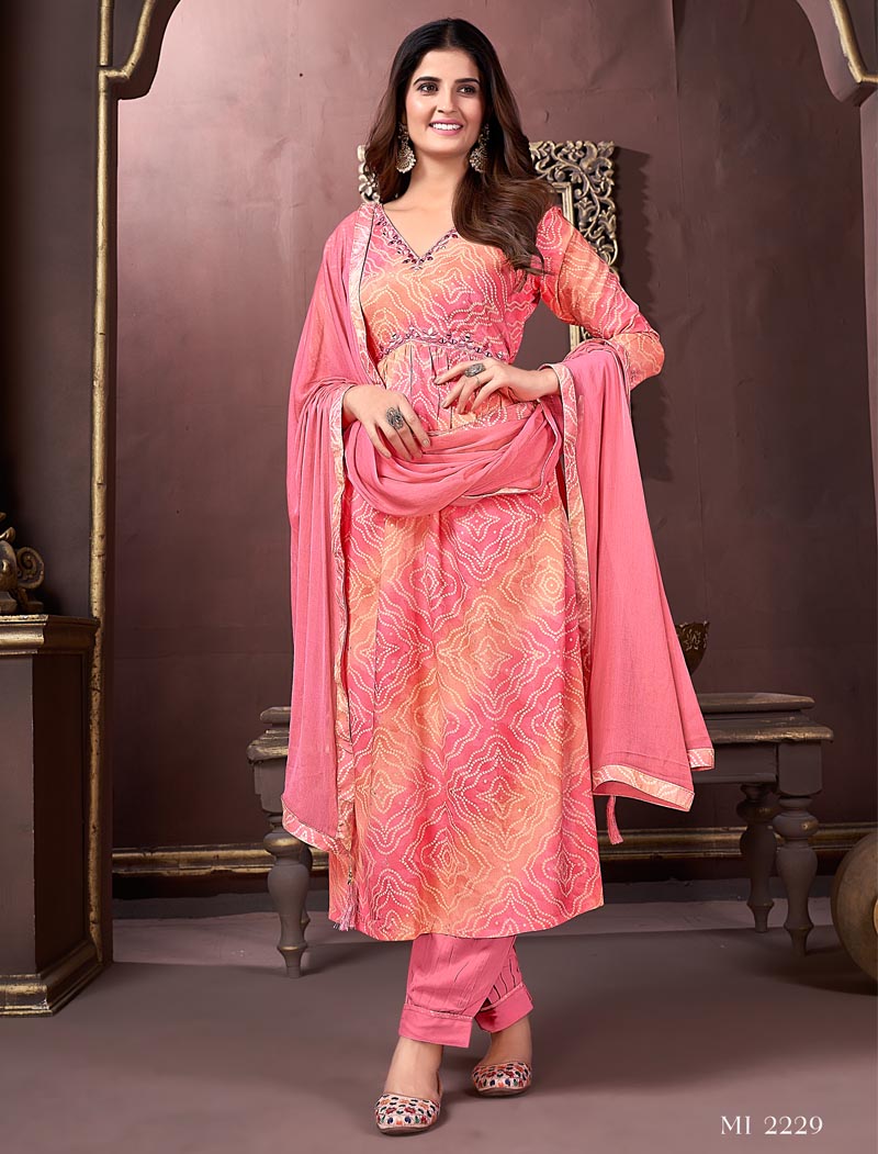 Chic Sophistication Export Quality Handcrafted Rayon Ensemble With Pant & Heavy Najmin Dupatta Kurta Set