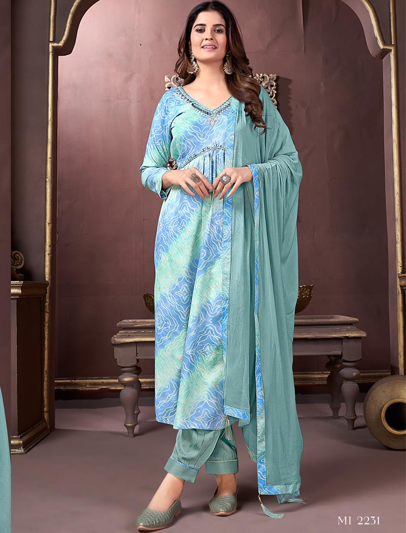 Festive Radiance Full-Stitched Export Quality Rayon With Pant & Heavy Najmin Dupatta Ensemble Kurta Set