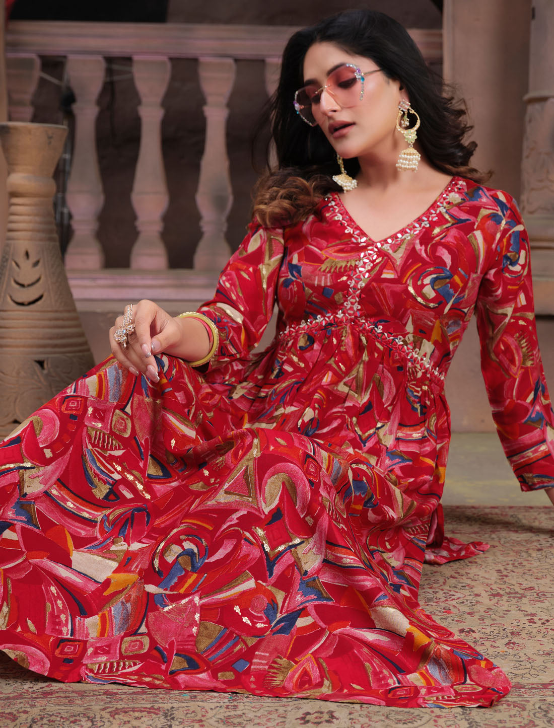 Ethereal Grace Rayon Export Quality Kurta Set For Women Handwork With Heavy Najmin Dupatta