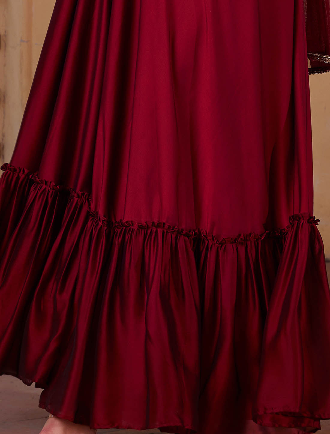 Maroon Exquisite Party Wear Wedding Lehenga Choli For Women With Rangoli Georgette Fabric & Embellishments Work