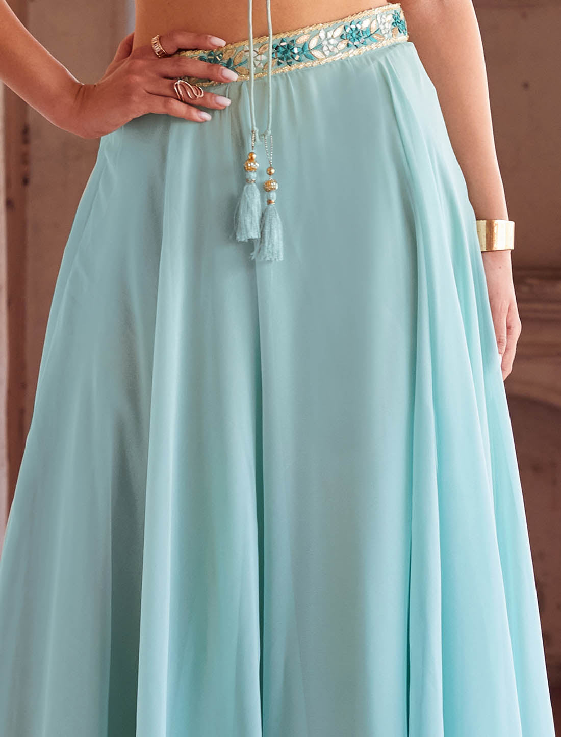 Blue Exquisite Wedding Lehenga Choli For Women Party Wear With Georgette Fabric