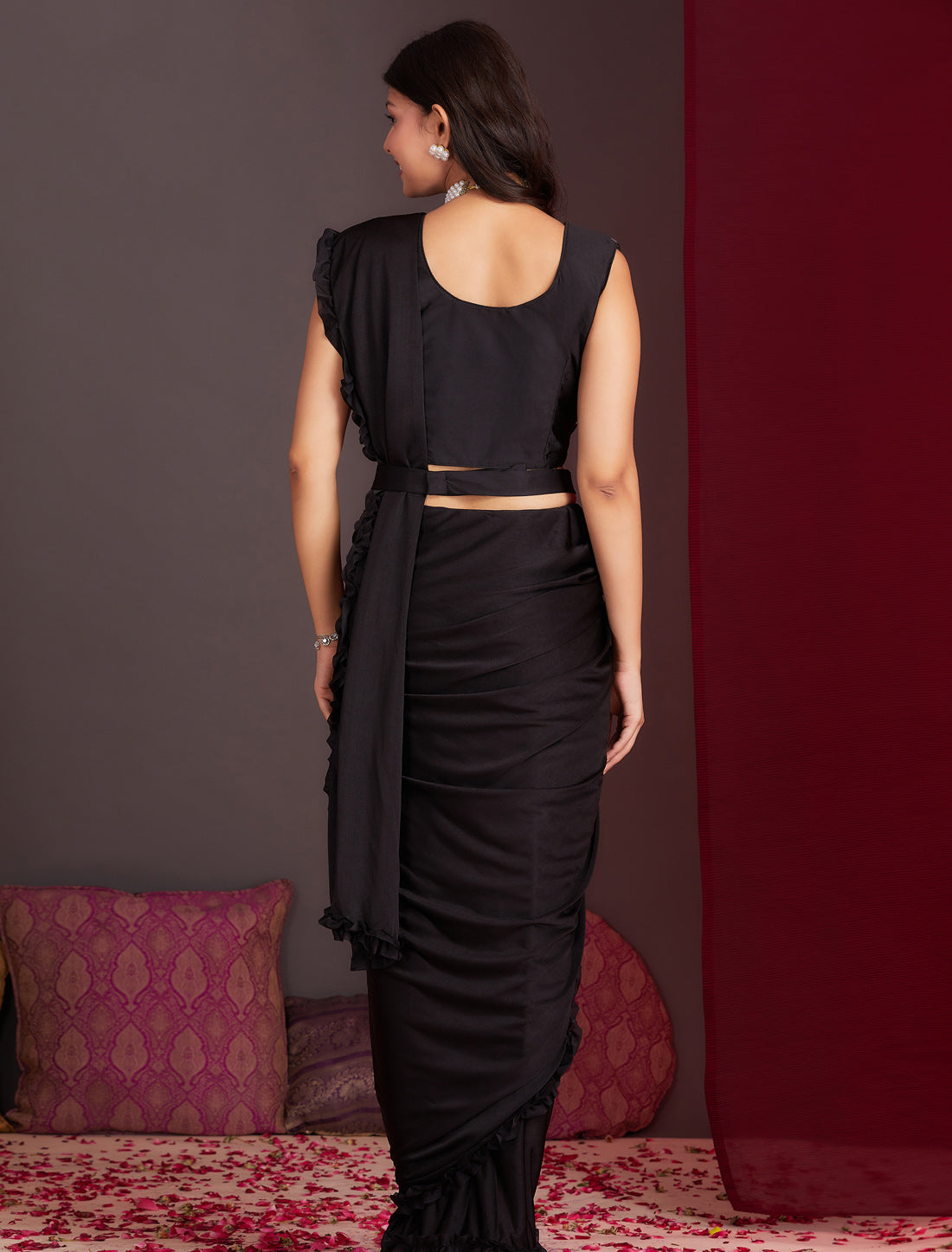 Black Lycra Party Wear Designer Ready to Wear Saree