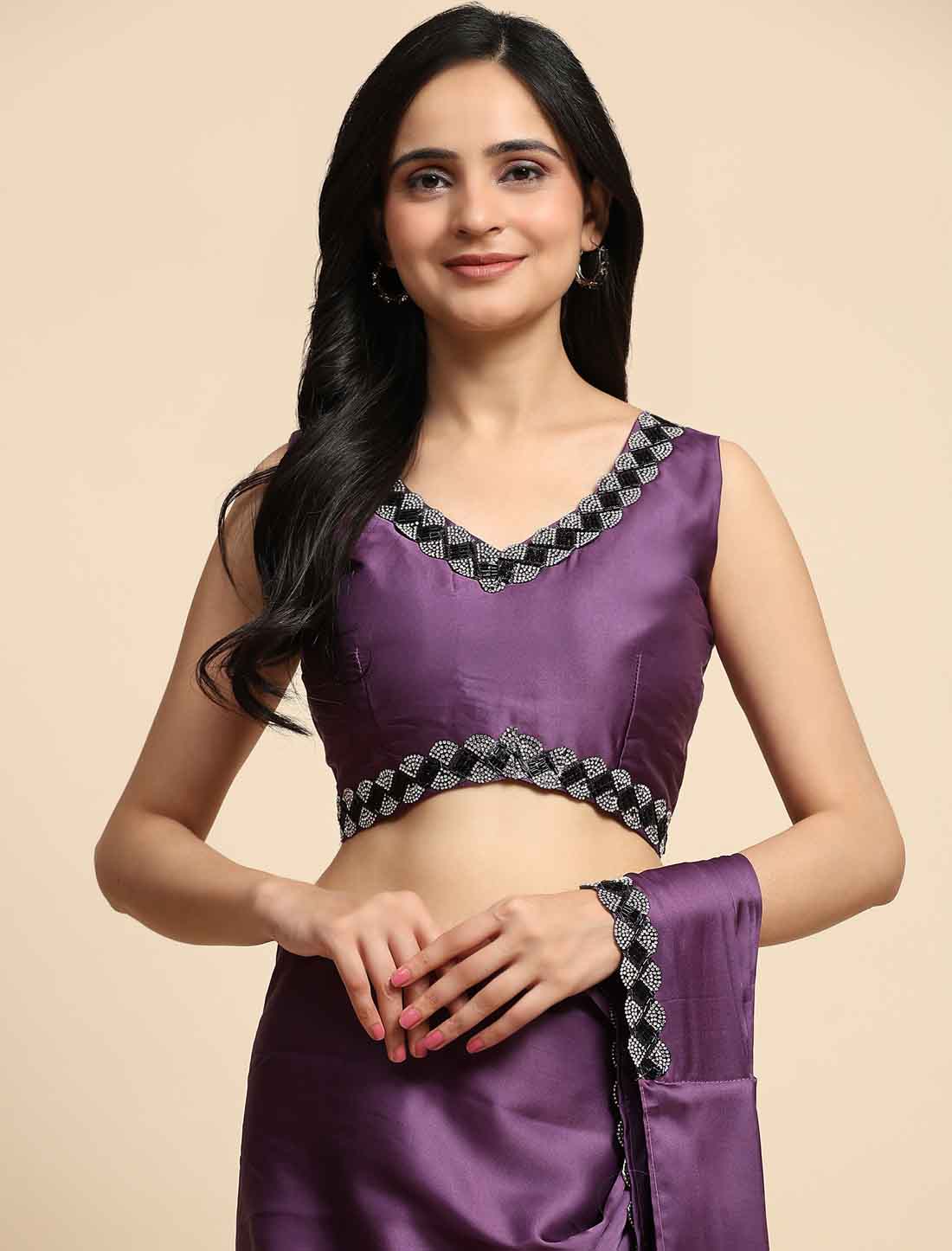 Stunning Our Satin Silk with Stone Work Ethnic Saree