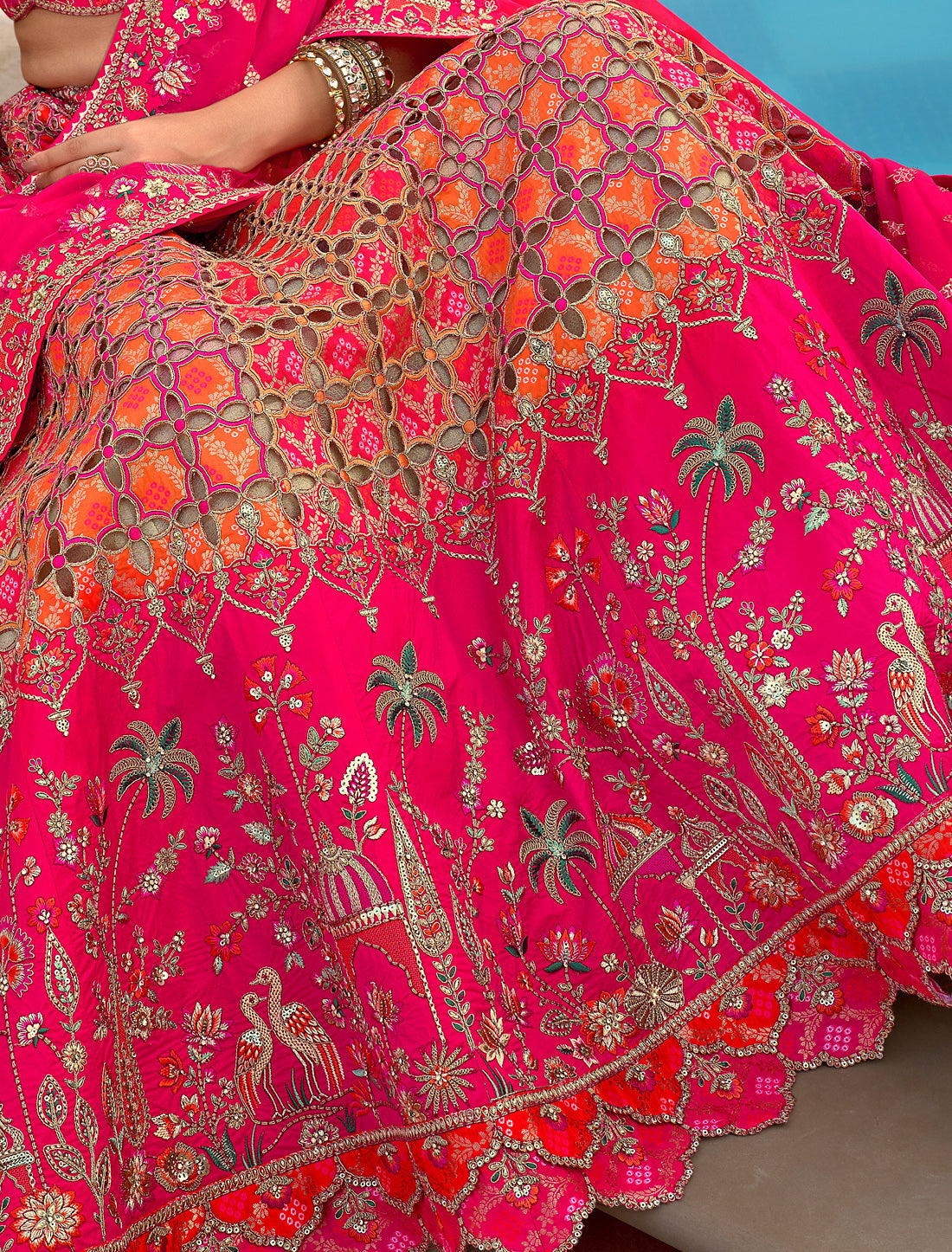 Dark Pink Fancy Silk An Net Designer Hevay Embroidery Ethnic Lehenga Choli