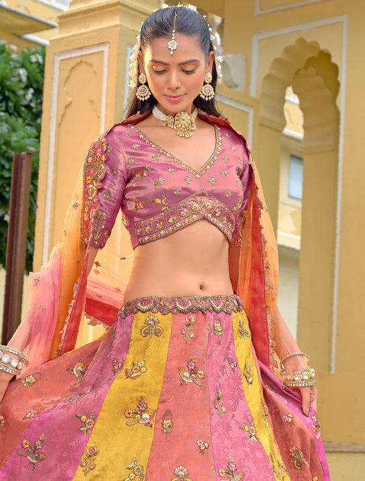 Light Pink Fancy Silk An Net Heavy Embroidery Designer Lehenga Choli