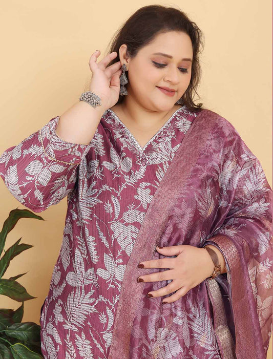 Peach Ethnic Premium Lichi Export Quality Hand Work Kurta Sets