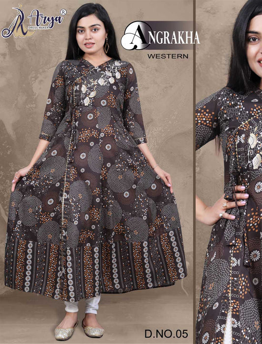 Modern Muse Muslin Western Dress with Contemporary Digital Print