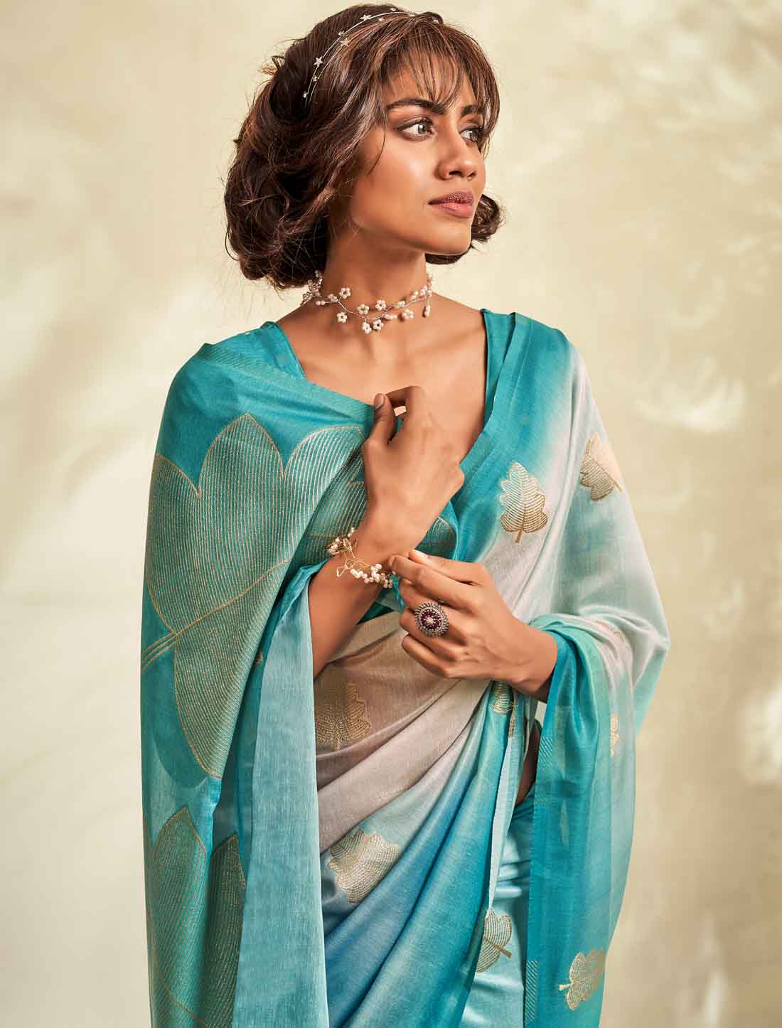 Ethnic Handloom Khadi Shaded Printed Saree