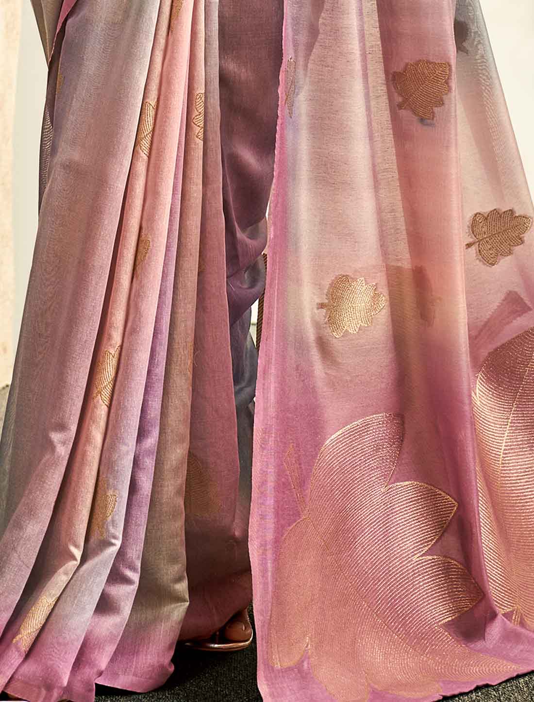 Handloom Khadi Shaded Printed Ethnic Saree