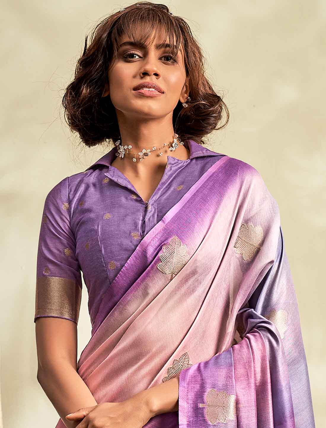 Handloom Khadi Ethnic Shaded Printed Saree