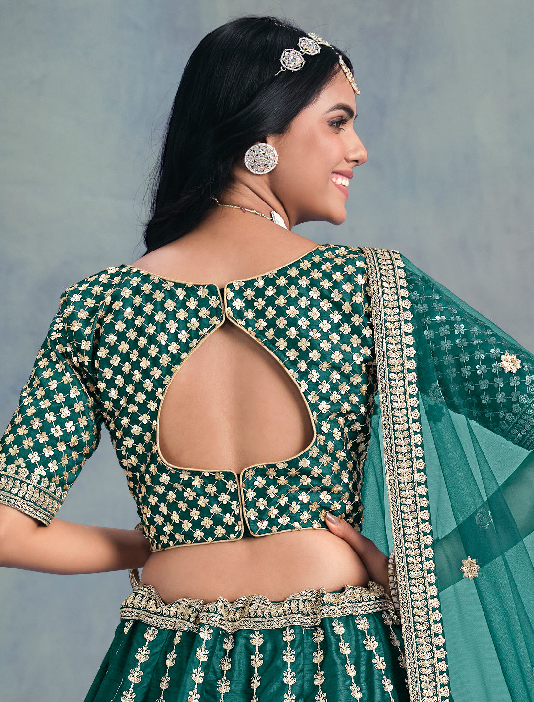 Green Ethnic Wedding Art Silk Lehenga Choli For Women
