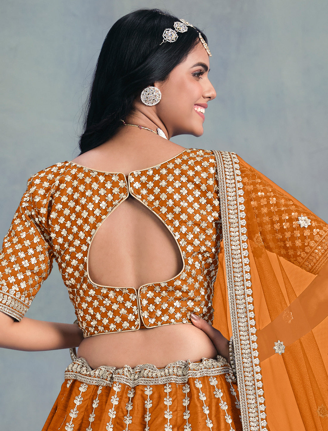 Orange Ethnic Wedding Lehenga Choli For Women