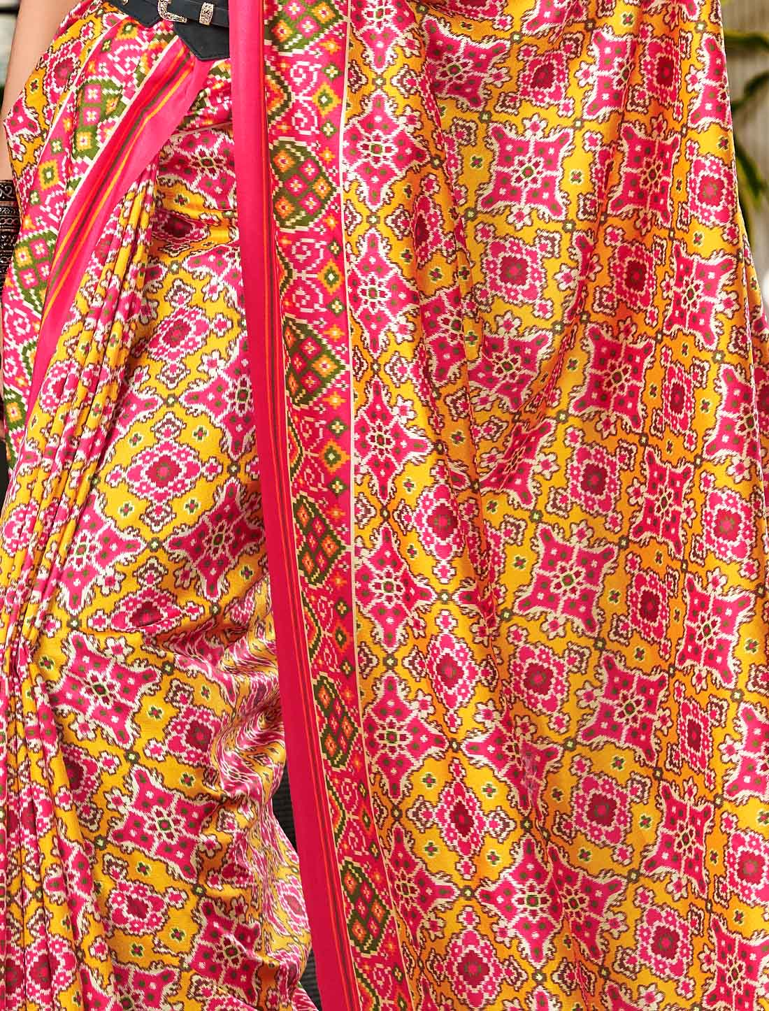 Ethnic Pure Tusser UnStitched Patola Print Saree