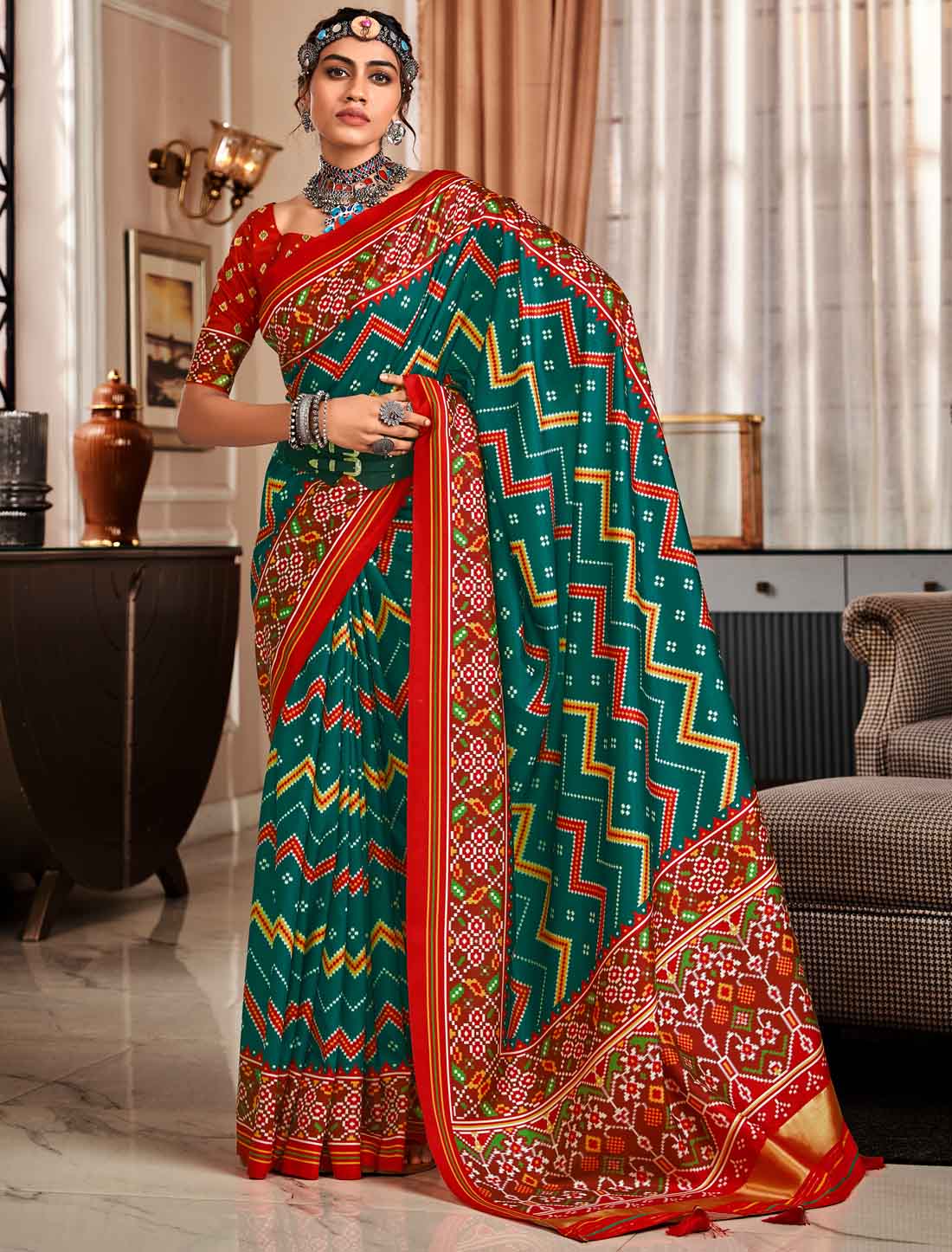 Pure Tusser With Patola Ethnic UnStitched Saree