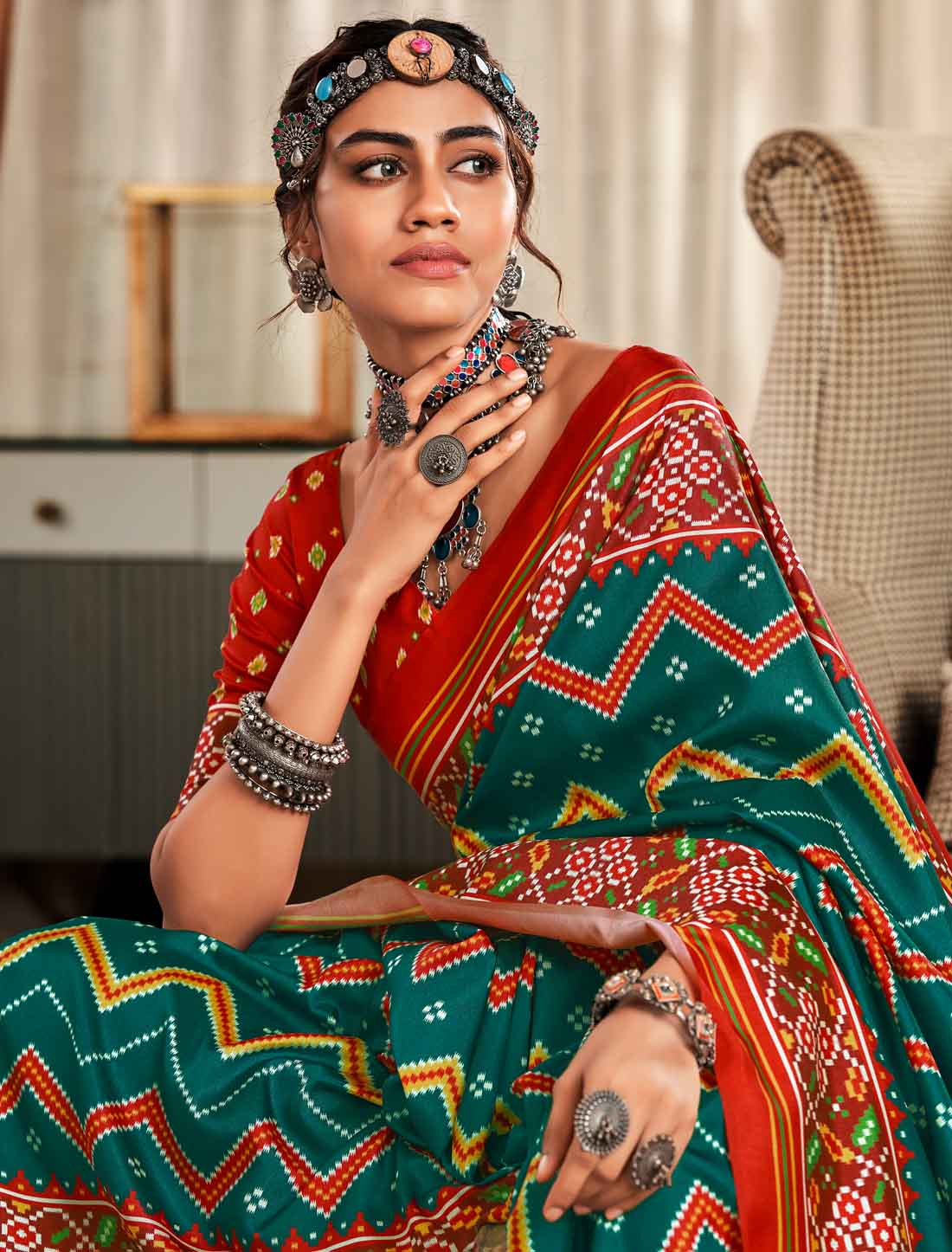 Pure Tusser With Patola Ethnic UnStitched Saree